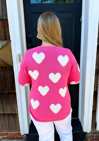 Lulu B Pink Hearts Sweater