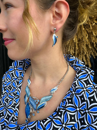Whimsical Blue Necklace and Earring Set