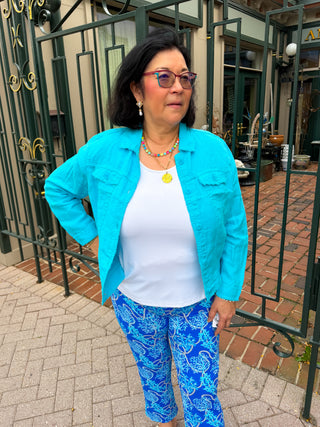 Lulu B Turquoise Linen Jacket