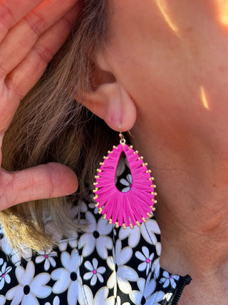 Fuchsia Woven Earrings