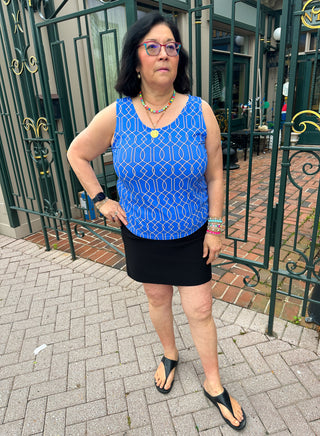 Lulu B Bright Periwinkle Lattice Basic Tank