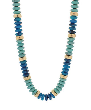Wide Bead Stone Textured Necklace Turquoise