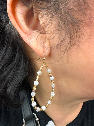 Gold and Pearl Teardrop Earrings