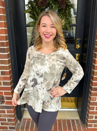 Escape by Habitat Khaki Mineral Wash V-neck Tee