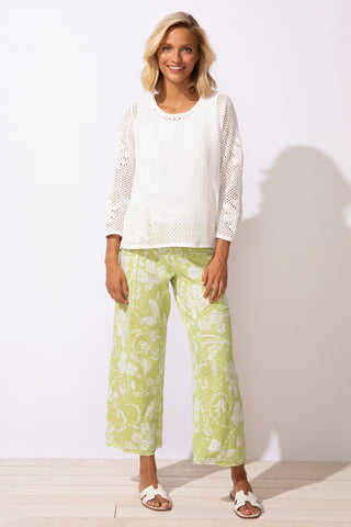 Escape by Habitat White Floral Crochet Pullover
