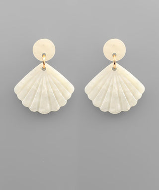 Acetate Shell Dangle Earrings White