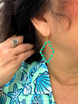 Turquoise Beaded Diamond Earrings