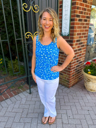 Beachtime by Lulu B Periwinkle Flower Power Basic Tank