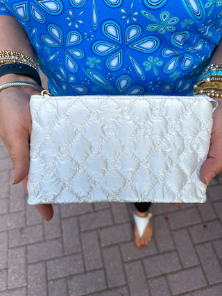 Riley Vegan Crossbody - Quilted Snow Pearl
