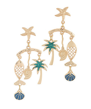Sealife Fringe Earrings Gold