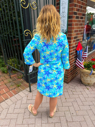 Lulu B Sea Star UPF 50+ Open Cut 3/4 Sleeve Dress