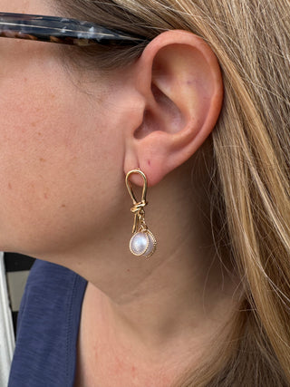 Gold Pearl Knot Earrings