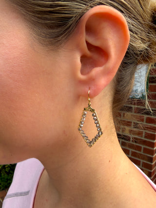 Beaded Grey Drop Earrings