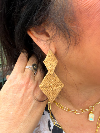 Tan Diamond Shape Earrings