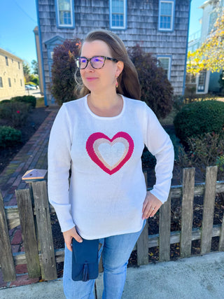 Lulu B White Heart Sweater