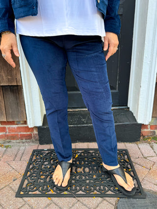 Lulu B Navy Velvet Slim Pants