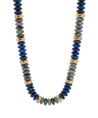 Wide Bead Stone Textured Necklace Grey