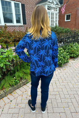 Beachtime by Lulu B Blue Palms Full Zip Jacket