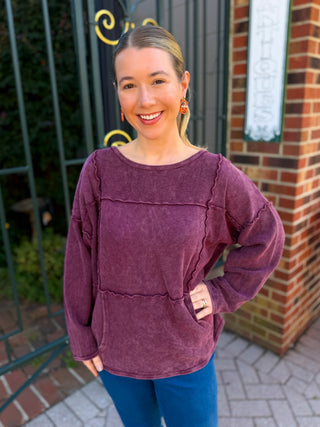 Cotton Lani Mineral Burgundy Patchwork Sweatshirt