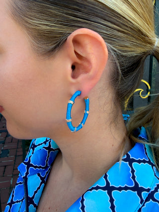Turquoise Ribbon Hoop Earrings