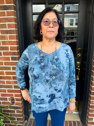 Escape by Habitat Indigo Mineral Wash V-neck Tee