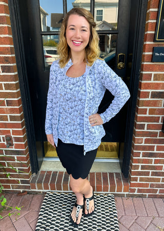 Lulu B White and Gold Cocktails Zip Jacket