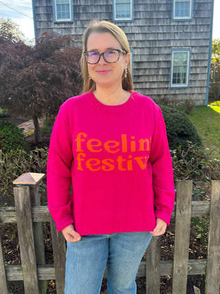 Feelin' Festive Vibrant Pink Knit Holiday Sweater