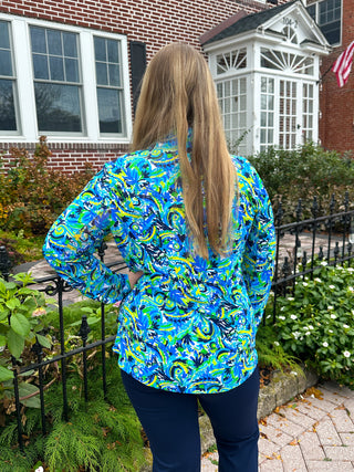 Beachtime by Lulu B Multicolor Abstract Quarter Zip-Up Pull-Over