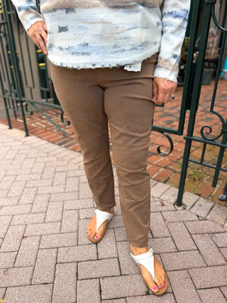Charlie B Truffle Cotton Twill Slim Leg Pant