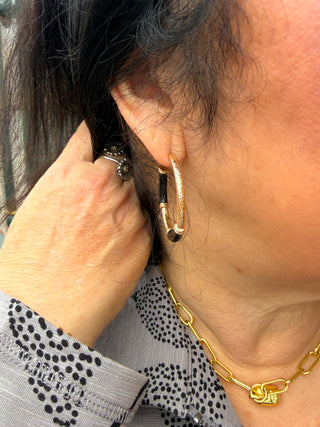 Black and Gold Hoop Earring