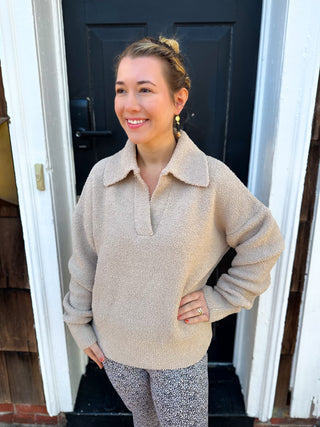 Beige Collared Sweater