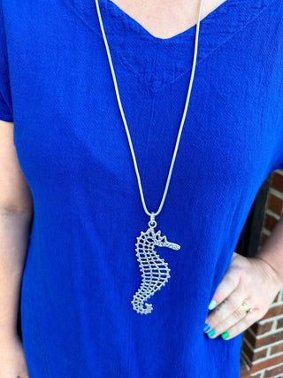 Hammered seahorse necklace