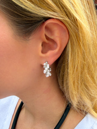 Twisted Silver and Pearl Earrings