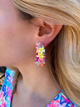 Multicolor Flower Hoop Earrings
