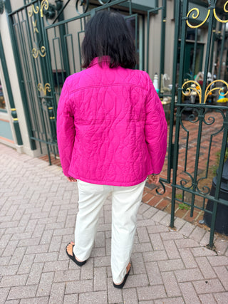 Escape by Habitat Fuchsia Wave Quilted Stand Collar Jacket