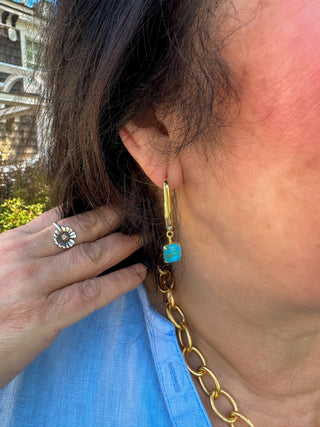 Sorrelli Caribbean Blue Opal Octavia Rectangle Hoop Earrings