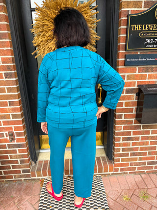 Olivia by Habitat Teal Featherlux Window Pane Pullover