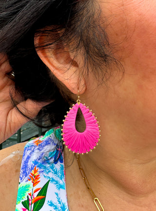 Fuchsia Woven Earrings