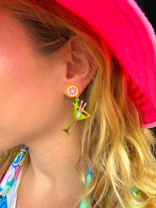 Bright Martini Drink Earrings