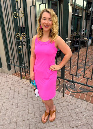 Lulu B Bright Hot Pink Sexy Back Dress
