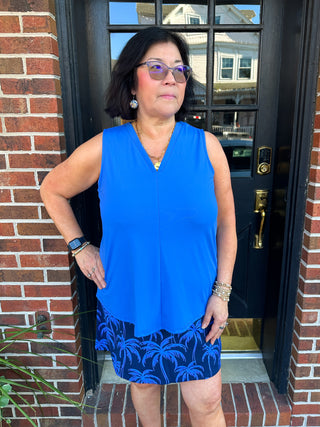 Lulu B Blue Sleeveless V-neck Tank