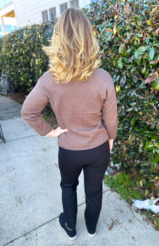 Lulu B Cocoa Mini Button Sweater