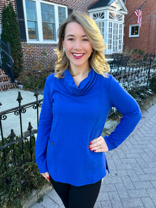 Lulu B Sapphire Button Cowl Neck Tunic