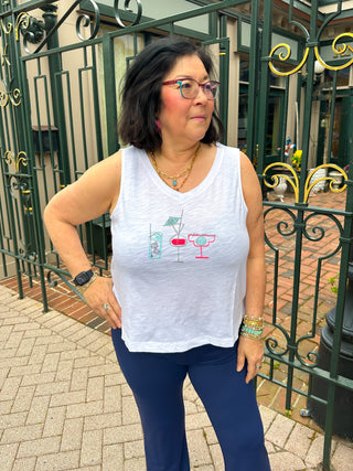 Escape by Habitat Women's Cotton V-Neck Tank White Cocktails