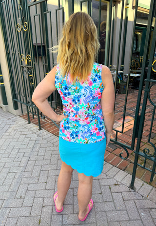 Lulu B Tropical Dragonfly Ruffle V-Neck Tank