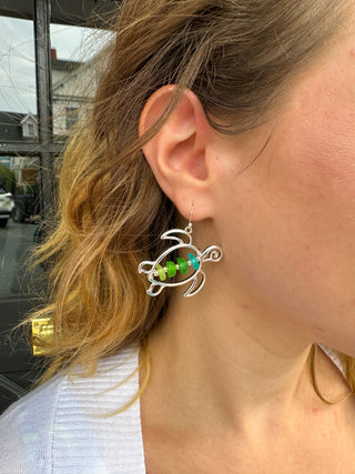Seaglass Turtle Earrings