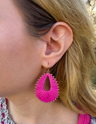 Fuchsia Woven Earrings