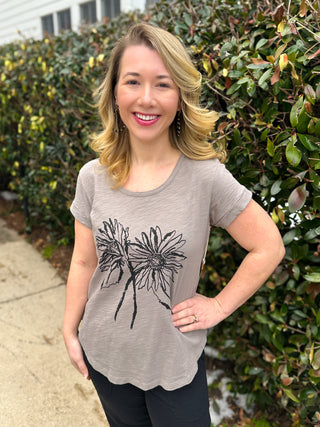 Escape by Habitat Fog Floral Cuff Sleeve Tee