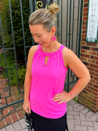 Lulu B Hot Pink Keyhole Tank