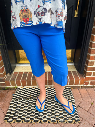 Bangladine by Lulu B Blue Pedal Pusher with Side Vent